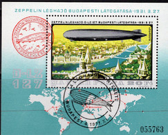 Zeppelin 1977 Ungarn Block 127 O 4€ Luftschiff über Budapest Donau Burg M/s Hoja S/s Bloc Architectur Sheet Bf Hungaria - Blocs-feuillets