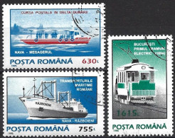 Romania 1995 - Mi 5141/43 - YT 4299/301 ( Means Of Transport : Ships & Tramway ) Complete Set - Used Stamps