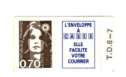 Briat 0.70fr Brun Adhésif Non Dentelé + Vignette YT 2824a. Voir Le Scan. Cote YT : 16 €, Maury N° 2820 A : 20 €. - Unused Stamps