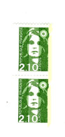 Briat 2fr10 Vert De Roulette YT 2627b : Paire Verticale Phospho à Cheval. Pas Courant, Voir Le Scan. Cote YT > 8 €. - Unused Stamps