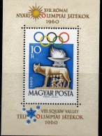 Olympiade Rom 1960 Ungarn Block 30 ** 25€ Sommer-Olympia Wölfin Ringe Bloque Hoja M/s Bloc Olympics Sheet Bf Hungaria - Blocs-feuillets