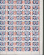 Feuille Entière ** Pliée N° 1404 Protection Civile Variété Encre Rouge Manque Sur Le S La 2éme Ligne Verticale - Unused Stamps