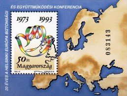 KSZE-Konferenz 1993 Ungarn Block 226 ** 4€ EUROPA-Karte Taube CEPT Bloc Hoja Bloque M/s Flag Map Sheets CEPT Bf Hungaria - Blocks & Sheetlets