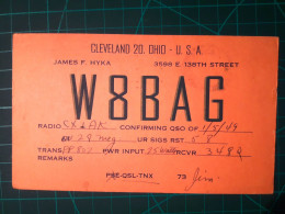 ÉTATS-UNIS, Carte QSL (Radio Amateur) Distribuée à Montevideo, Uruguay. Cachet De La Poste à Cleveland, Ohio. En 1949.. - Radio Amateur