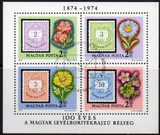 Tag Der Marke 1974 Ungarn Block 105 O 4€ Brief/Zahl Blumen Bloque Hoja Bloc Stamp On Stamps M/s Flower Sheet Bf Hungaria - Blocs-feuillets
