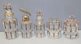 -2 FLACONS 1 VAPORISATEUR 2 POTS COUVERTS & 1 BAS Pot CRISTAL VAL ST LAMBERT  E - Glas & Kristal