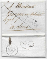 NIEVRE  Lettre Avec Texte  Marque Postale P56P / CLAMECY 1827 - 1801-1848: Précurseurs XIX