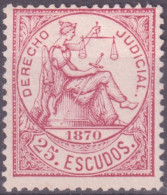 DER-244 PUERTO RICO REVENUE 1870 25e DERECHO JUDICIAL NO GUM PERFECT CENTER.  - Puerto Rico