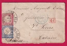 ALSACE LORRAINE FER A CHEVAL STRASBOURG BAS RHIN ALLEMAGNE POUR ST SEVER CALVADOS 1875 LETTRE - Cartas & Documentos