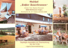 73734439 Muehlhausen Vogtland Gasthof Sohler Sauerbrunnen Tierpark Dammwild Holz - Bad Elster