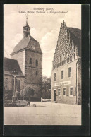 AK Mühlberg /Elbe, Neust. Kirche, Rathaus Und Kriegerdenkmal  - Muehlberg