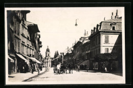 AK Morges, Strassenpartie Mit Geschäft U. Pferdewagen  - Morges