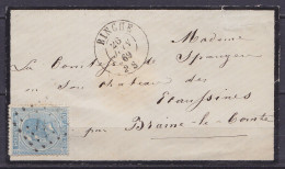 Env. De Deuil Affr. N°18 Lpts "41" Càd BINCHE /26 JUIN 1869 Pour Château D'ECAUSSINNES Par BRAINE-LE-COMTE (au Dos: Càd  - 1865-1866 Perfil Izquierdo