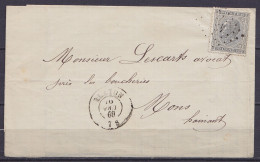 L. De Stambruges Affr. N°17 Lpts "43" Càd BLATON /16 AOUT 1869 Pour MONS (au Dos: Càd Arrivée MONS) - 1865-1866 Profile Left