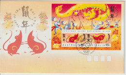 Christmas Island FDC 1996 Year Of The Rat Souvenir Sheet. Postal Weight Approx. 0,09 Kg. Please Read Sales Conditions Un - Christmas Island