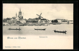 AK Werder, Hafenansicht, Kirche Und Mühle  - Werder