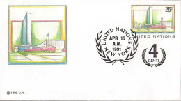 ONU (New-York) Entier-P Fdc (112) United Nations Headquarters Env PtFormat 25c 15apr1991 +4cents - FDC