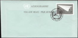 ONU (New-York) Aérogr Fdc (101) Aerogramme Avion En Papier 30c 28apr1982 - Posta Aerea