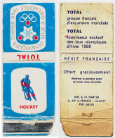 Pochette D'allumette Vidée TOTAL BLEU HOCKEY Sur GLACE Xèmes Jeux Olympiques D'Hiver De GRENOBLE 1968 Olympic Games 68 - Scatole Di Fiammiferi