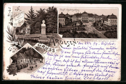 Lithographie Arolsen, Gasthaus Und Denkmal Von Chr. Rauch, Residenzschloss  - Bad Arolsen