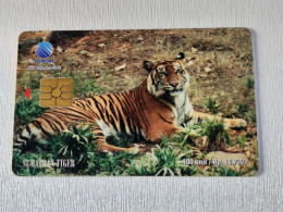 Indonesia-(ID-TLK-SS-0066A)-Sumatran Tigers 2-(14)-(100units)-(01723200)-used Card Chip+1card Prepiad Free - Indonesië