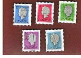 CANADA - SG 867.869c   - 1977.1983 QUEEN ELIZABETH II (5 STAMPS OF TH CURRENT SERIE)  -  USED - Usados