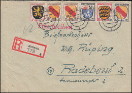 2+4+7+8+10 Freimarken Wappen MiF R-Brief ROTTWEIL 24.11.46 Nach RADEBEUL 16.12. - Emisiones Generales