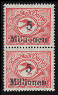 Danzig 180F Flugpostmarken-Paar 10000 Statt 50000, Feld 73 Mit Vgl.-Stück, */**  - Mint