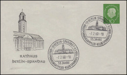 Berlin PU 22/5 Heuss 10 Pfenning Rathaus Berlin-Spandau, Passender SSt 7.2.60 - Sonstige & Ohne Zuordnung