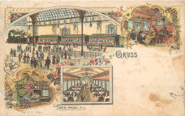 Litho AK Gruss .... Schlaf-couf, Speise Wagen - Gares - Avec Trains