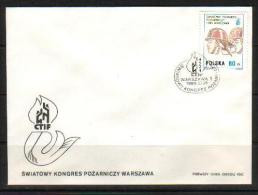 POLAND FDC 1989 WORLD FIRE FIGHTERS CONGRESS CTIF Fire Emergency Sevices Firemen Rescue - Pompieri