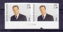 Belgique - COB 2984 - Paire NON Dentelé Avec Numéro De Planche - Tirage 37 - Roi Albert II - - 2001-…