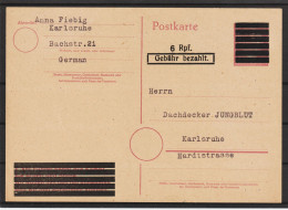 Ortspostkarte KARLSRUHE Hitler Durchbalkt  (0646) - Nooduitgaven Amerikaanse Zone