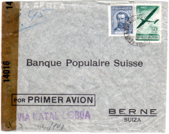Argentinien 1943, WW II Luftpost Zensur Brief Id. Schweiz M. L1 Via Natal-Lisboa - Storia Postale
