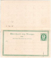 Norwegen 14 V1, Ungebr.  6 öre Doppelkarte, Variante!! - Lettres & Documents