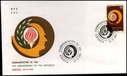 Turkije - FDC - 70th Anniversary Of The Republic - FDC