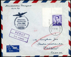 SABENA Eerste Vlucht Brussel-Glasgow 12/6/1959 - Altri & Non Classificati