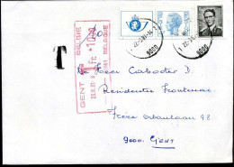 1701f + 924 Op Brief Naar Gent, Met Strafport Stempel 10,00 Frank - Storia Postale