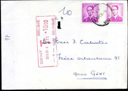 2 X 1067 Op Brief Naar Gent, Stempel Met Strafport Aan 10,00 Frank - Storia Postale