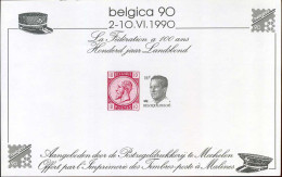 Herinneringsvelletje / Feuillet Souvenir Belgica 90 - Storia Postale