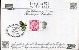 Herinneringsvelletje / Feuillet Souvenir Belgica 90 - Storia Postale