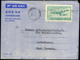 India - Aerogramme To Leverkusen, Germany - Aerogramas