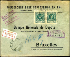 Polen - Cover  To Bruxelles, Belgium - Banque Générale De Dépôts , Lakzegel - Cartas & Documentos