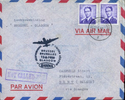 Eerste Luchtverbinding - Brussel-Glasgow,  SABENA 12/6/1959 - Covers & Documents