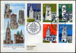 Great-Britain - FDC - Village Churches, British Architecture 1972 - 1971-1980 Decimal Issues