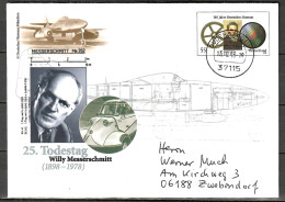 MiNr. USo 62, Gedenkumschlag Zum 50. TT Von Willy Messerschmidt; B-1400 - Umschläge - Gebraucht