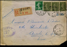 Registered Cover To Aeschi, Switzerland - Ouvert Par L'Authorité Militaire - Guerre (timbres De)