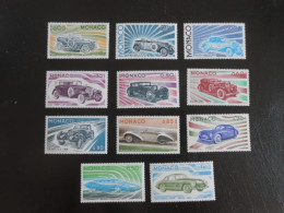 MONACO YT 1018/1028 EVOLUTION DES LIGNES DE L'AUTOMOBILE** - Unused Stamps