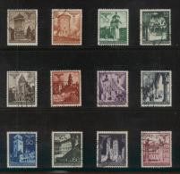 POLAND 1940 WW2 GENERAL GOUVERNEMENT HISTORICAL BUILDINGS SERIES 1 SET OF 12 USED ARCHITECTURE - Gouvernement Général