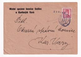 Lettre 1946 Sedlec Karlovy Vary Varu Místní Správní Komise Česko Tchécoslovaquie Československo - Covers & Documents